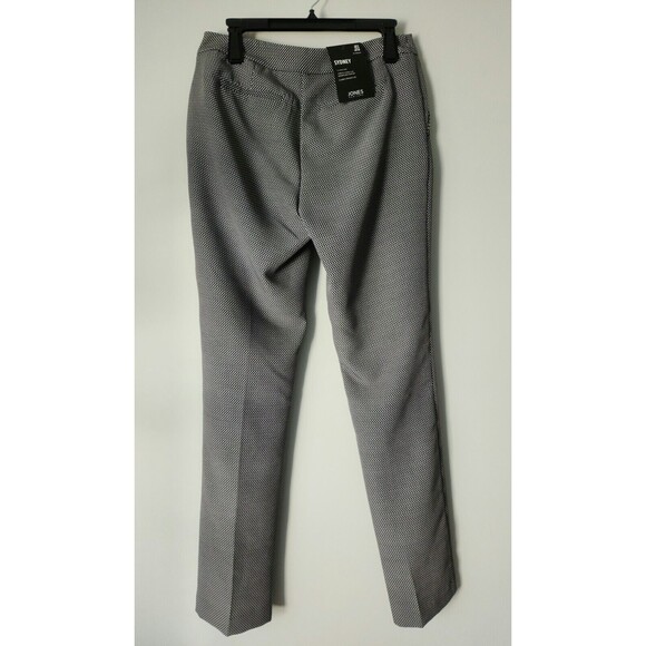 NWT Jones New York SYDNEY Womens Straight Leg Pants Sz 6 Classic Black Ivory JNY - Picture 2 of 8